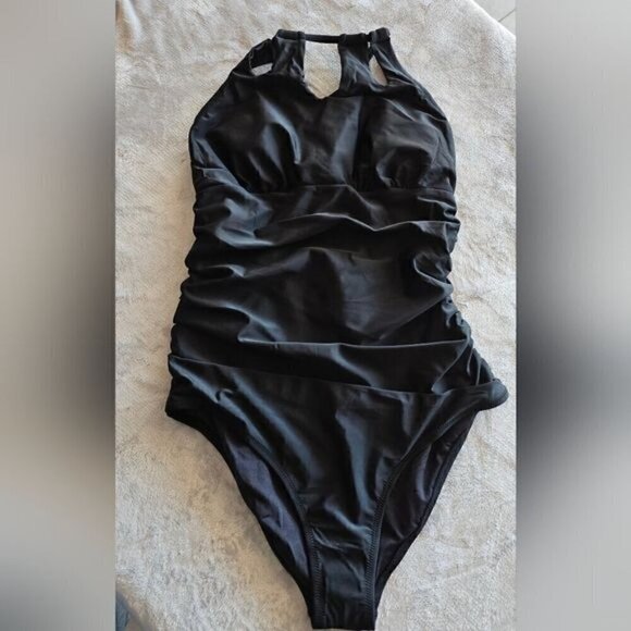 51.🆕️Large High Neck Tummy Control Black Swimsuit NWT - Picture 5 of 7